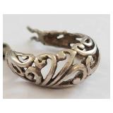 Sterling Silver Filigree Style Mini Hoop Earrings