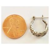 Sterling Silver Filigree Style Mini Hoop Earrings