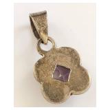 Sterling Silver Purple Stone Quatrefoil Pendant