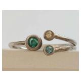 Sterling Silver 3 Stone Multicolored Ring