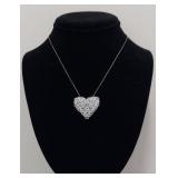 Sterling Silver Italian Clear Stone Heart Necklace