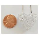 Sterling Silver Italian Clear Stone Heart Necklace