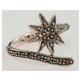 Sterling Silver Marcasite Bypass Ring