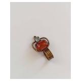Gold-Tone Sterling Silver Red Stone Pendant