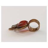 Gold-Tone Sterling Silver Red Stone Pendant