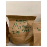 Mixed Key Blank Lot w/ Labeled Bags and Metal Rack Locksmith Stock