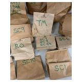 Mixed Key Blank Lot w/ Labeled Bags and Metal Rack Locksmith Stock