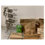 Mixed Key Blank Lot w/ Labeled Bags and Metal Rack Locksmith Stock