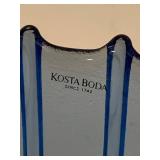 Kosta Boda Blue Art Glass Ribbed Scalloped Bowl Sweden Very Good