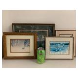 Set of 4 Framed Landscape Art Prints Vintage Wall Decor Mixed Scenes
