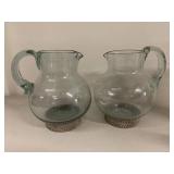 Decorative Art Glass Vase & Pitcher Lot 5 Pc Frosted Swirl Textured
