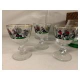 Mixed Vintage Glassware Lot Cake Stand Green Glass Set Basket Caddy