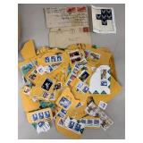 Mixed U.S. Postage Stamp Lot on Paper Covers Partial Sheets Vintage