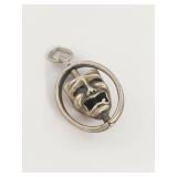 Sterling Silver Theater Mask Spinner Pendant