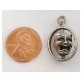 Sterling Silver Theater Mask Spinner Pendant