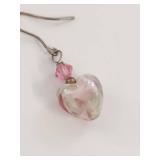 Sterling Silver Heart Glass Dangle Earrings
