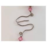 Sterling Silver Heart Glass Dangle Earrings