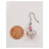 Sterling Silver Heart Glass Dangle Earrings