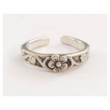 Sterling Silver Adjustable Floral Band Ring