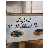 Lighted 3-foot Highland Fir Tree With Basket Stand