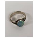 Sterling Silver Opal Ring & Inlay Band (Lot of 2)