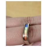 Sterling Silver Opal Ring & Inlay Band (Lot of 2)