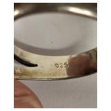 Sterling Silver Opal Ring & Inlay Band (Lot of 2)