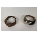 Jade Ring Designed by RLM (Robert Lee Morris) with Brown Ring from Italy Both Rings Size 8