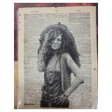 The Doors Greatest Hits, Janis Joplin Kozmic Blues, Lps and Janis Joplin Portrait Printed on a Dictionary Page (Lot of 3)