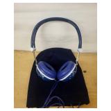 Blue Star Pattern Over-Ear Headphones With Carry Bag