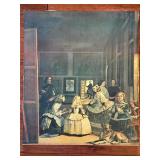 Oil on Canvas Titled "Las Meninas" after Velazquez Las Meninas 18x20 Framed Painting