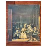 Oil on Canvas Titled "Las Meninas" after Velazquez Las Meninas 18x20 Framed Painting