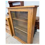 Antique Oak Glass Door Display Cabinet Bookcase 31x9x47 Good