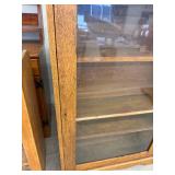 Antique Oak Glass Door Display Cabinet Bookcase 31x9x47 Good