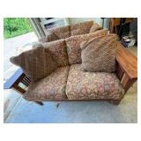 Guardian Mission Style Wood Loveseat Settee 64in Upholstered