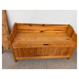 Rustic Pine Storage Bench Blanket Chest Lift Top 42in Country Style