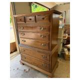 Traditional Chest on Chest Dresser Brown Wood 8 Drawer 55x40x20