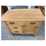 Vintage Maple Side Cabinet Server 32x17x30 3 Drawer 1 Door