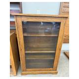 Antique Oak Glass Door Display Cabinet Bookcase 31x9x47 Good