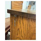 Antique Oak Glass Door Display Cabinet Bookcase 31x9x47 Good