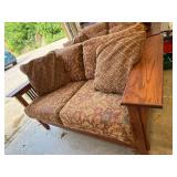 Guardian Mission Style Wood Loveseat Settee 64in Upholstered
