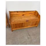 Rustic Pine Storage Bench Blanket Chest Lift Top 42in Country Style