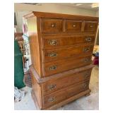 Traditional Chest on Chest Dresser Brown Wood 8 Drawer 55x40x20