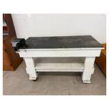 Heavy Duty Wood Workbench w/ 5 In Bench Vise 50x24x33 Shop Table