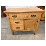 Vintage Maple Side Cabinet Server 32x17x30 3 Drawer 1 Door