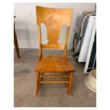 Vintage Oak Rocking Chair Plank Back Country Style 37in Tall Good