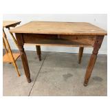 Antique Solid Wood Farmhouse Work Table w Shelf 30x36x30 Rustic