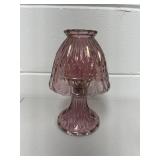 Vintage Pink / Amethyst Pressed Glass Pedestal Fairy Lamp Floral Pattern