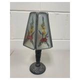 Vintage Pressed Dried Flower Stained Glass Style Lamp Tea Lite Candle Holder