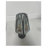 Vintage Pressed Dried Flower Stained Glass Style Lamp Tea Lite Candle Holder